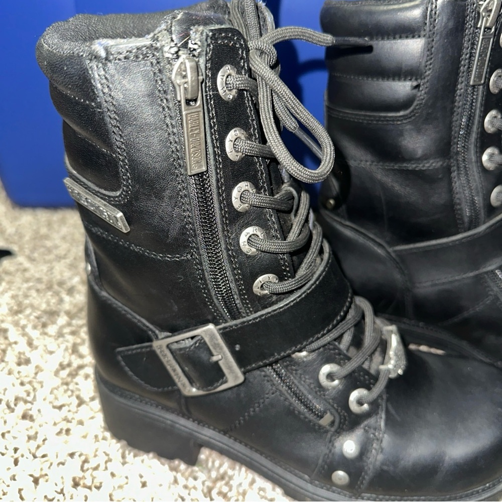 Harley Davidson black leather biker boots size 7M - Picture 9 of 9